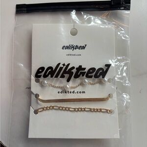 Edikted Gold and Pearl Chain Bracelet Trio